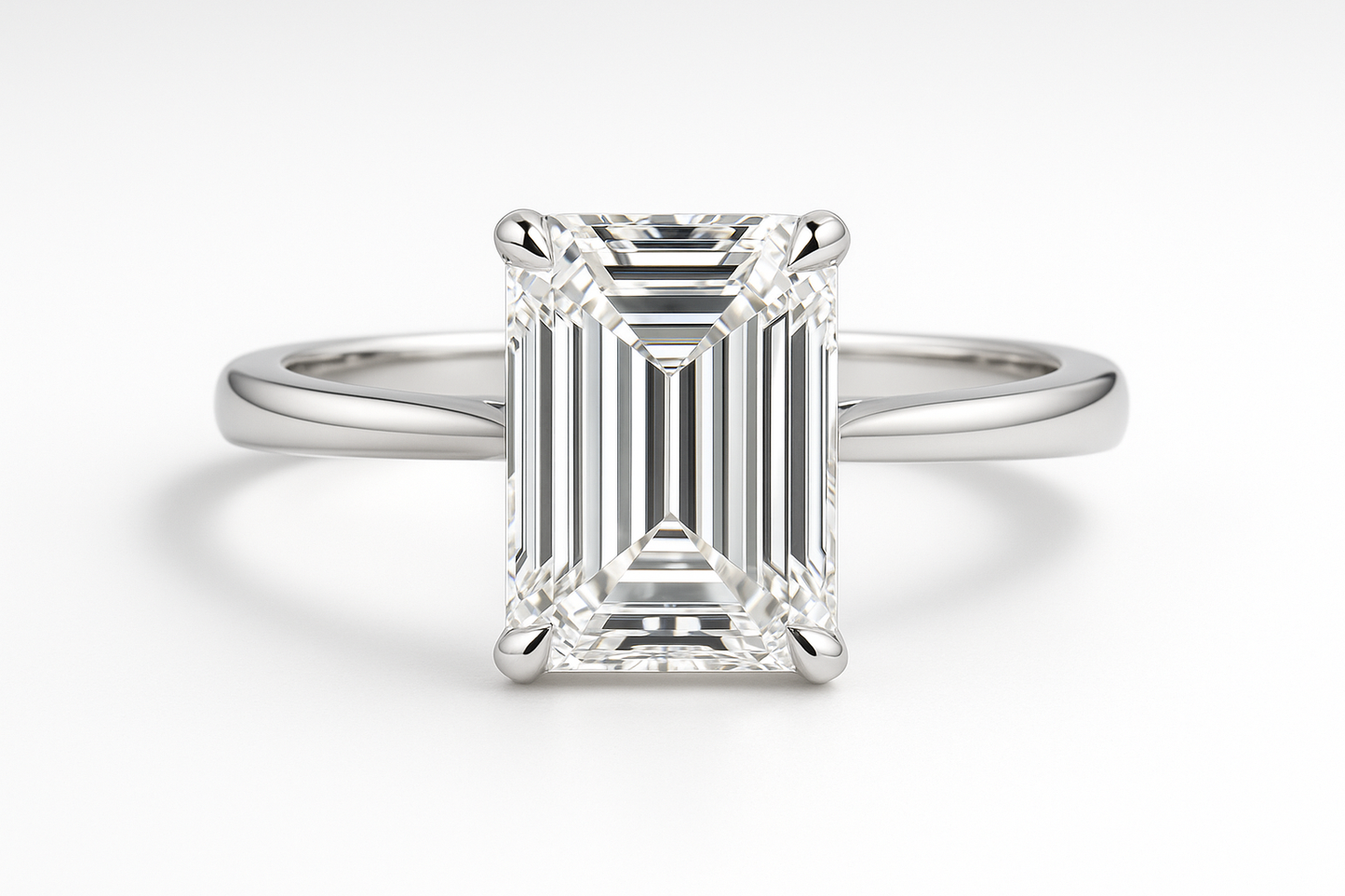 Create an emearld cut ring in white gold