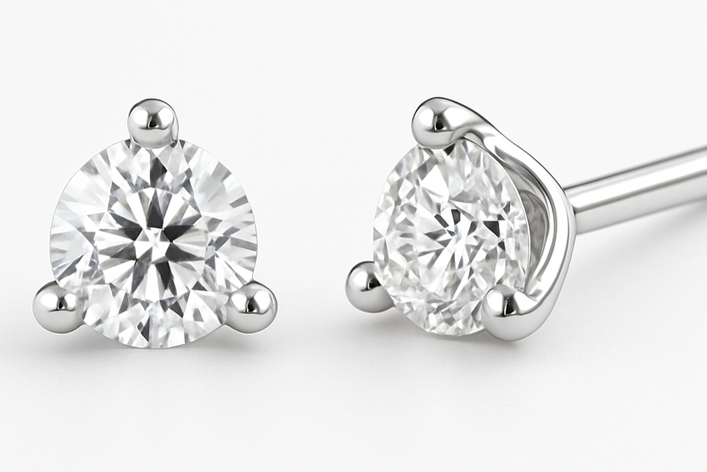 Diamond studs in white gold 3 prong