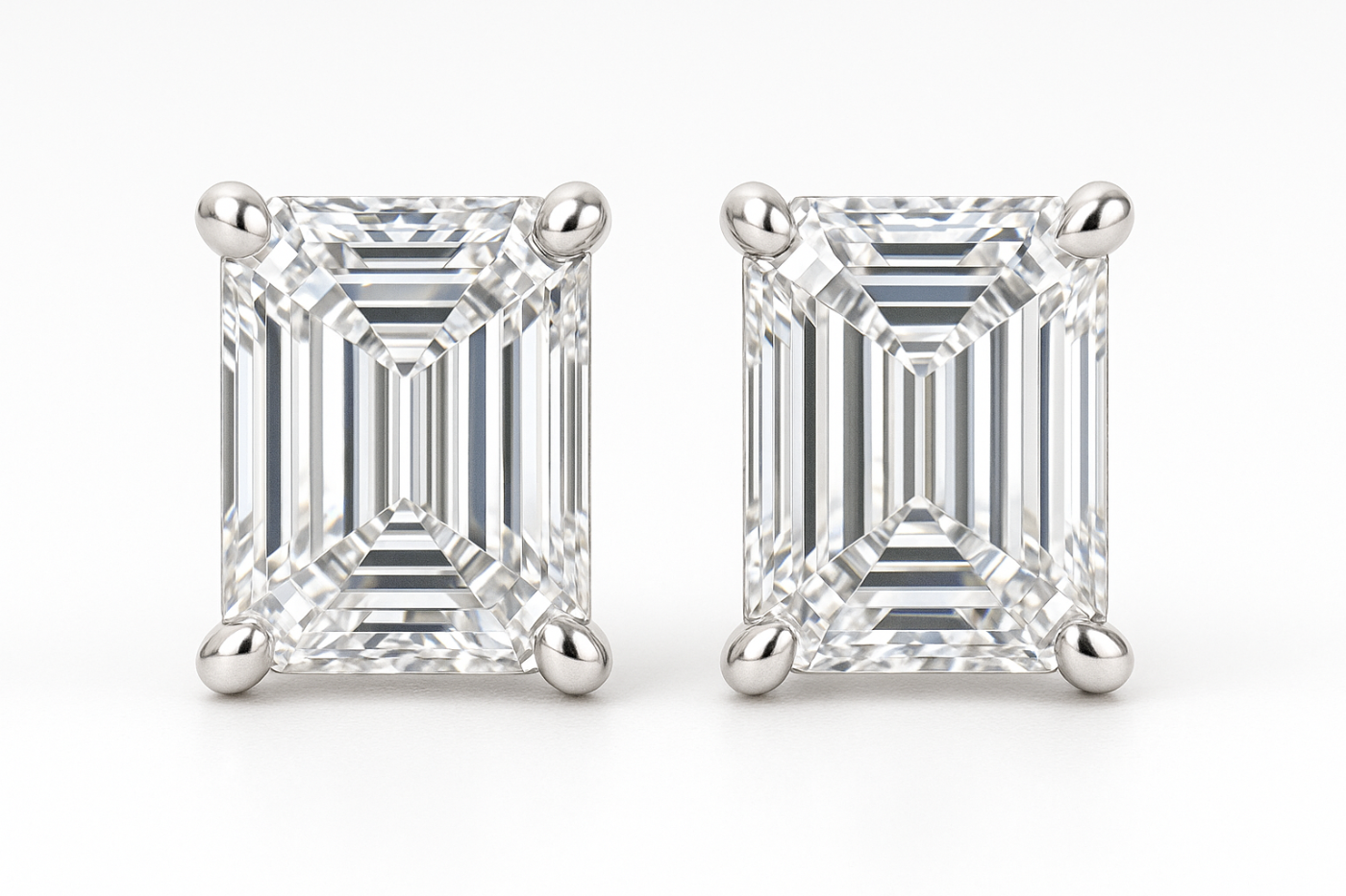 emerald cut diamond studs