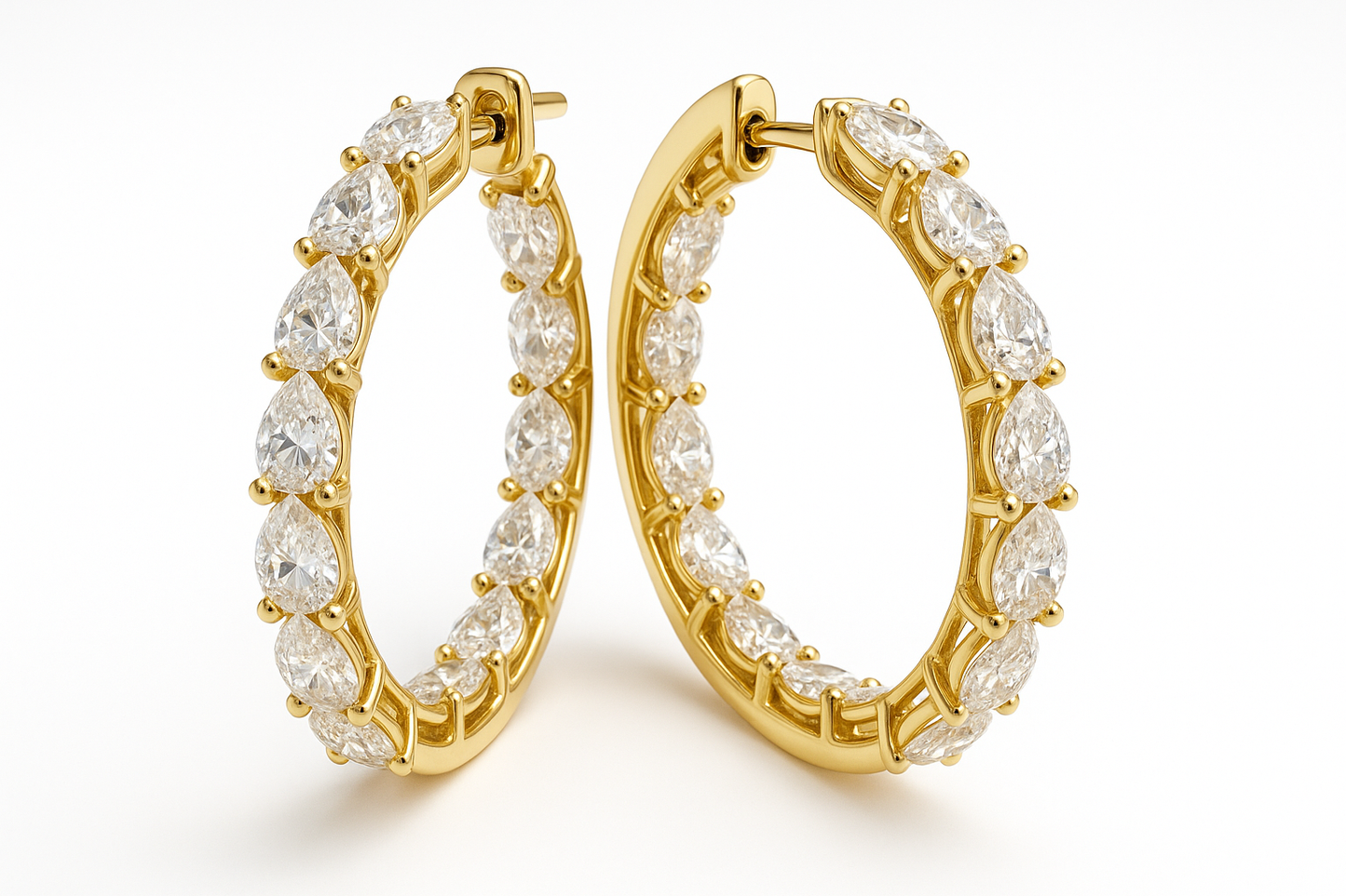 Inside out earrings 14KY PEAR SHAPE DIAMOND HOOPS 14=2.54 CTTW LAB
GROWN DVS1 