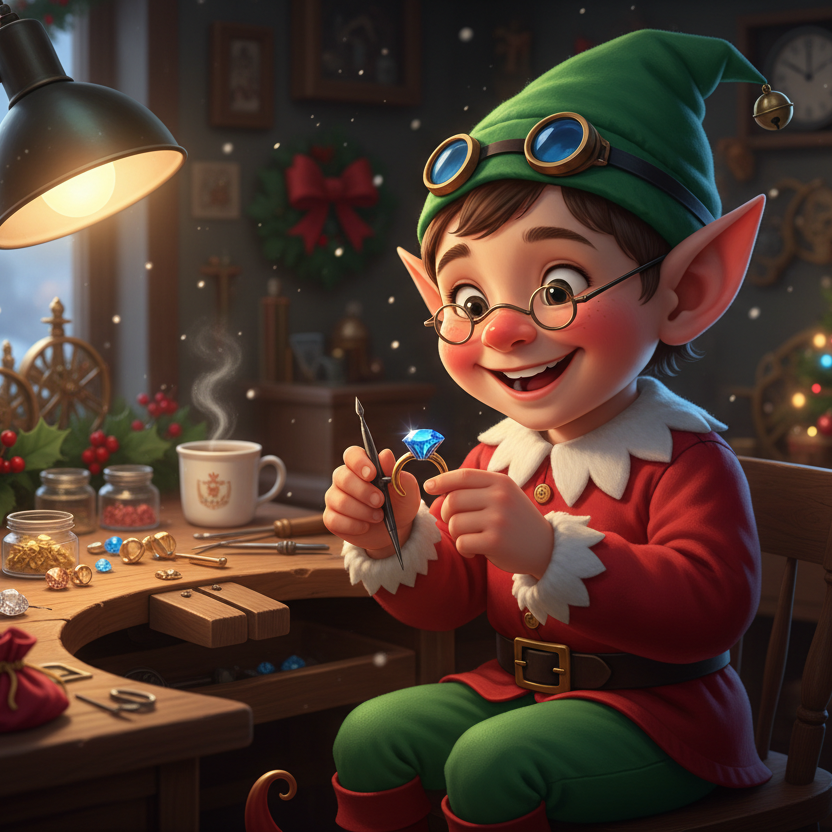 Santa elf making a ring