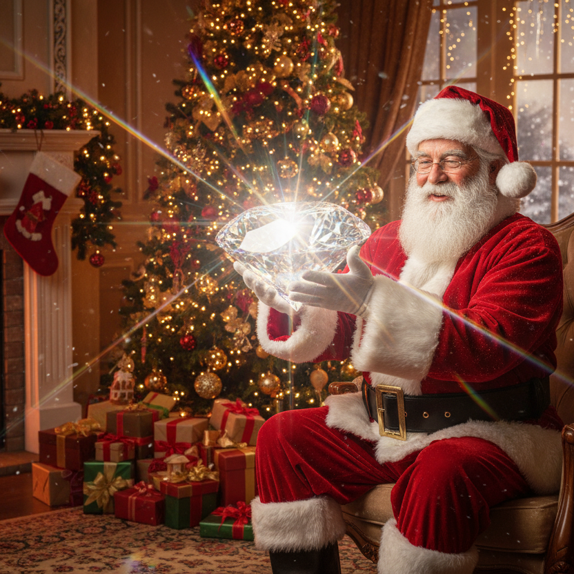 Santa with a diamond
