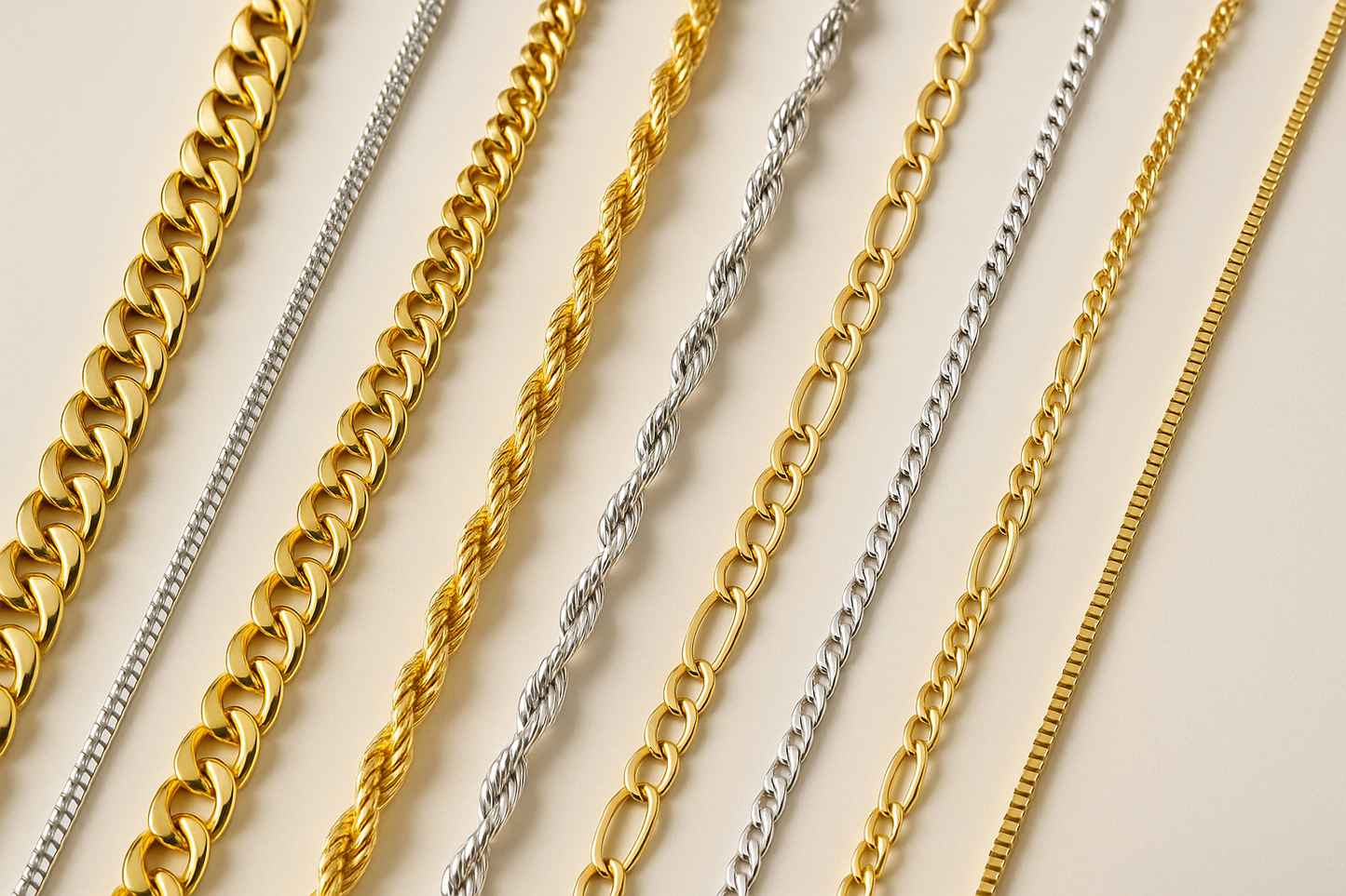 several gold and silver chain 