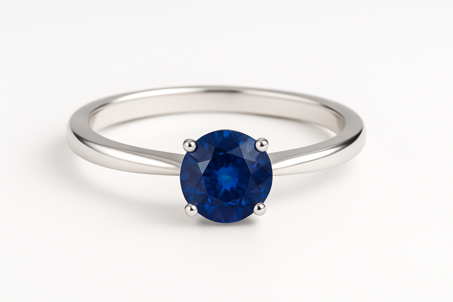 Simple sapphire ring in white gold